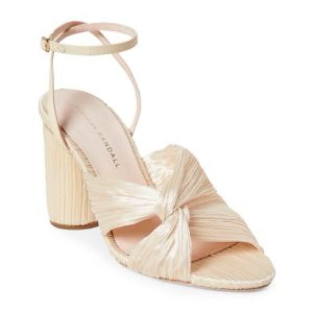 Loeffler Randall Reed Pleated Twist Heels in Almond / Beige